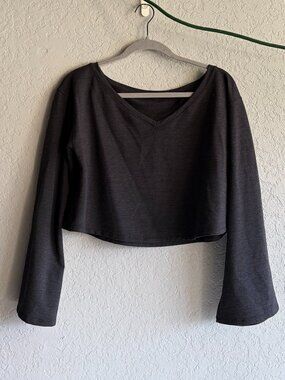 Lululemon Cropped Gray Bell-Sleeve Sweater